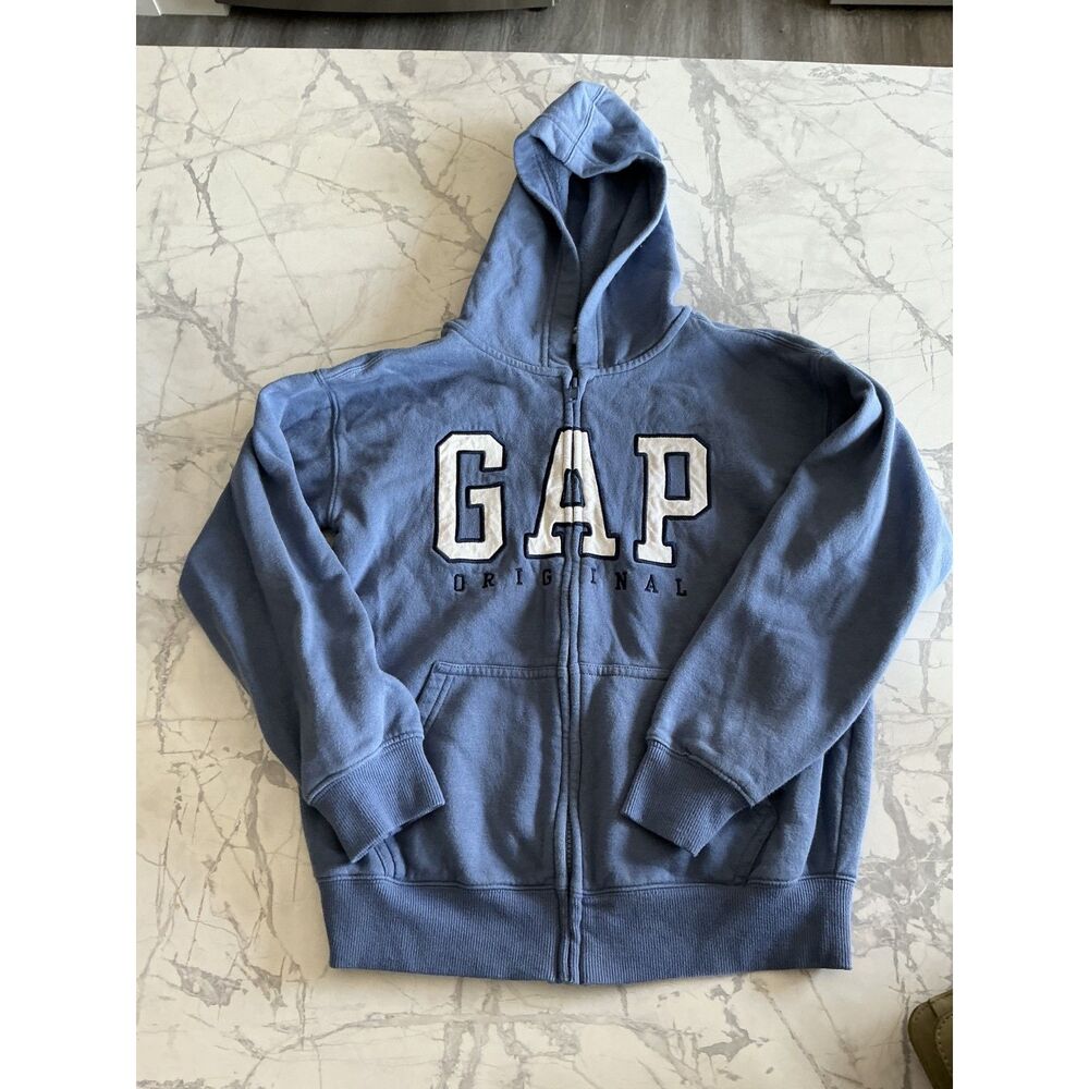 GAP Arch Logo Zip Up Hoodie Blue Kids XL 14/16 Fits Adult XS